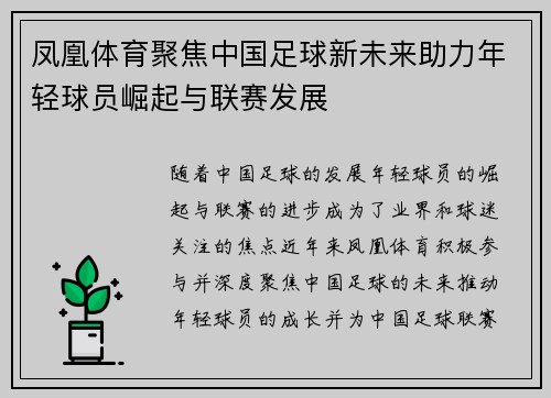 凤凰体育聚焦中国足球新未来助力年轻球员崛起与联赛发展